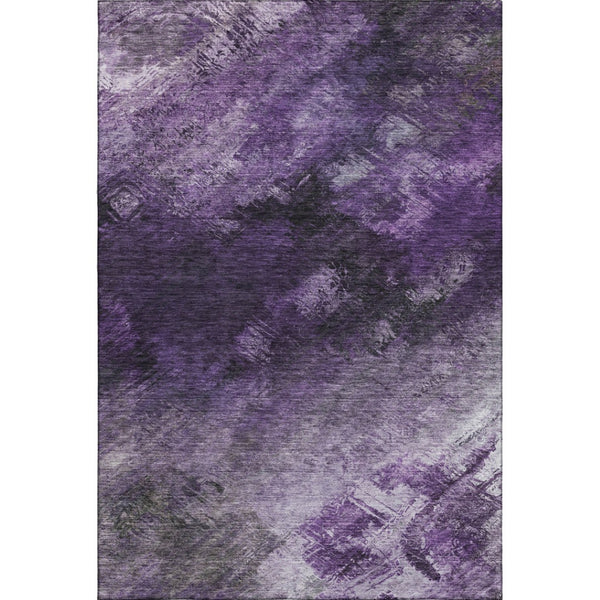 HomeRoots 5' X 8' Abstract Purple Gray Ivory Area Rug - Washable, UV Protected, Stylish & Durable Design 650520
