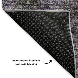 HomeRoots 5' X 8' Abstract Purple Gray Ivory Area Rug - Washable, UV Protected, Stylish & Durable Design 650520
