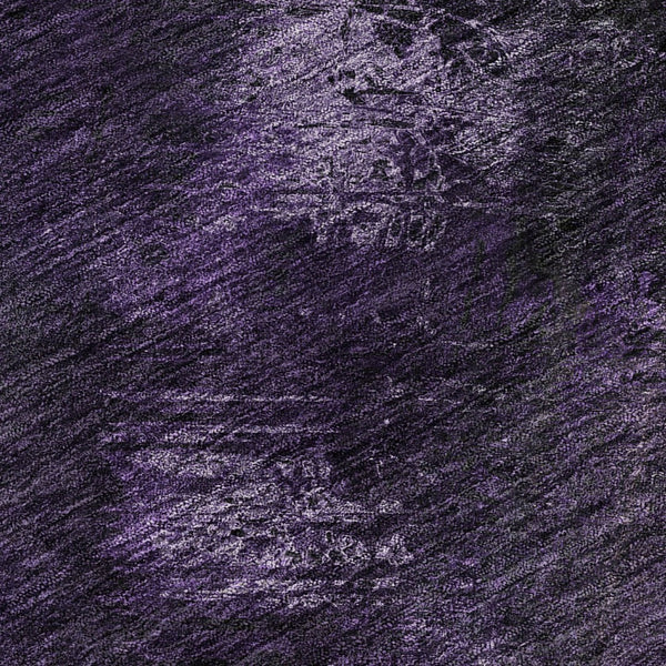 HomeRoots 8' Purple Gray And Ivory Abstract Round Rug - Washable, UV-Protected, Modern Design for High Traffic Areas 650521