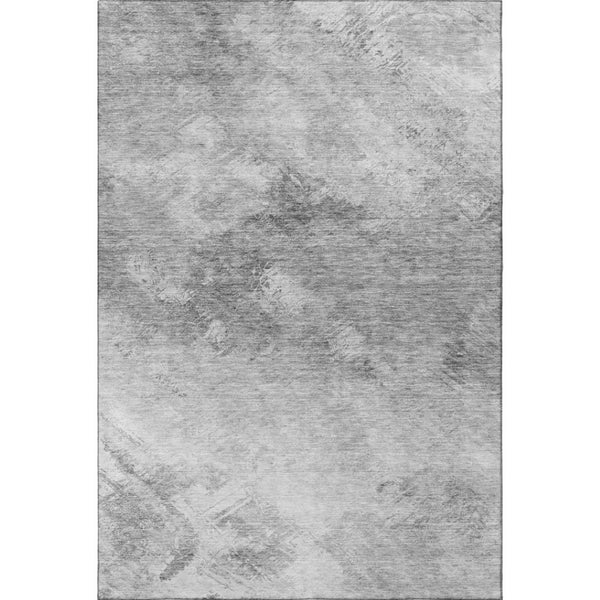 HomeRoots 9' X 12' Silver and Gray Abstract Washable Area Rug - Stylish, Durable, UV-Protected for Family Rooms 650529
