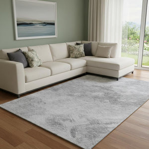 HomeRoots 10' Silver and Gray Abstract Washable Area Rug - UV Protected, Soft, Durable, Perfect for Any Space! 650530