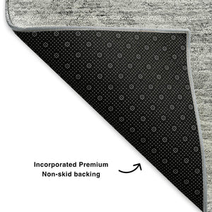 HomeRoots 10' Silver and Gray Abstract Washable Area Rug - UV Protected, Soft, Durable, Perfect for Any Space! 650530