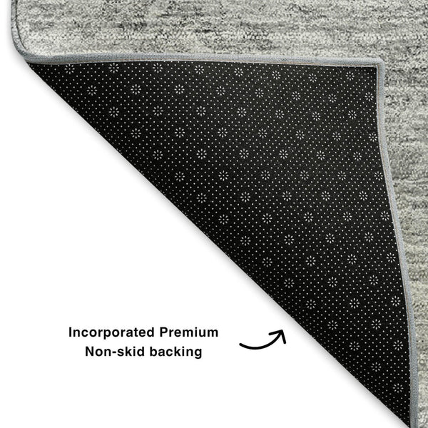 HomeRoots 10' Silver and Gray Abstract Washable Area Rug - UV Protected, Soft, Durable, Perfect for Any Space! 650530