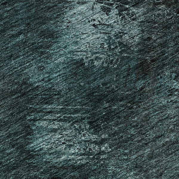 HomeRoots 8' Teal Ivory and Gray Abstract Washable Round Rug – Stylish UV-Resistant Design for Busy Homes 650533