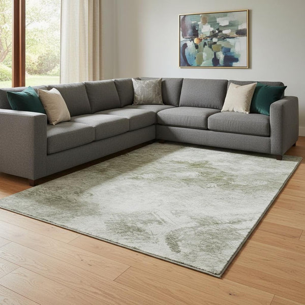 HomeRoots 8' X 10' Modern Taupe Ivory Gray Abstract Washable Area Rug – UV Protected, Soft, and Stylish! 650540
