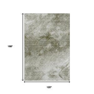 HomeRoots 10' X 14' Contemporary Taupe Ivory Gray Abstract Area Rug - Washable, UV Protected & Pet Friendly! 650542