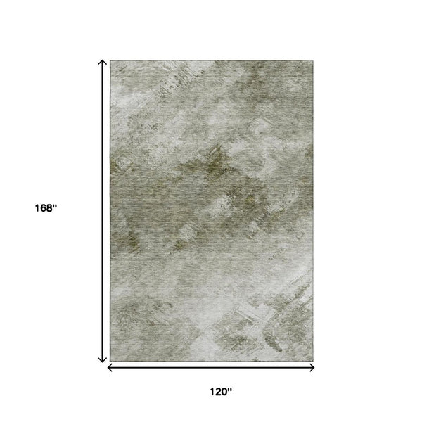 HomeRoots 10' X 14' Contemporary Taupe Ivory Gray Abstract Area Rug - Washable, UV Protected & Pet Friendly! 650542
