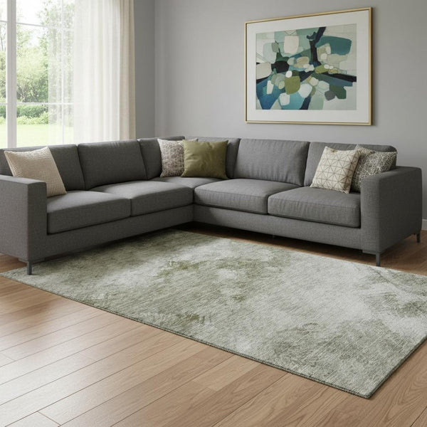 HomeRoots 10' X 14' Contemporary Taupe Ivory Gray Abstract Area Rug - Washable, UV Protected & Pet Friendly! 650542