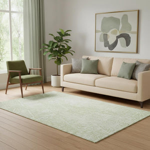 HomeRoots 5' Artichoke Green & Ivory Diamond Washable Area Rug – UV Protected, Durable & Easy-Clean Design! 650544