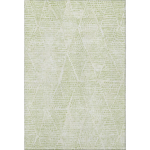 HomeRoots 5' Artichoke Green & Ivory Diamond Washable Area Rug – UV Protected, Durable & Easy-Clean Design! 650544