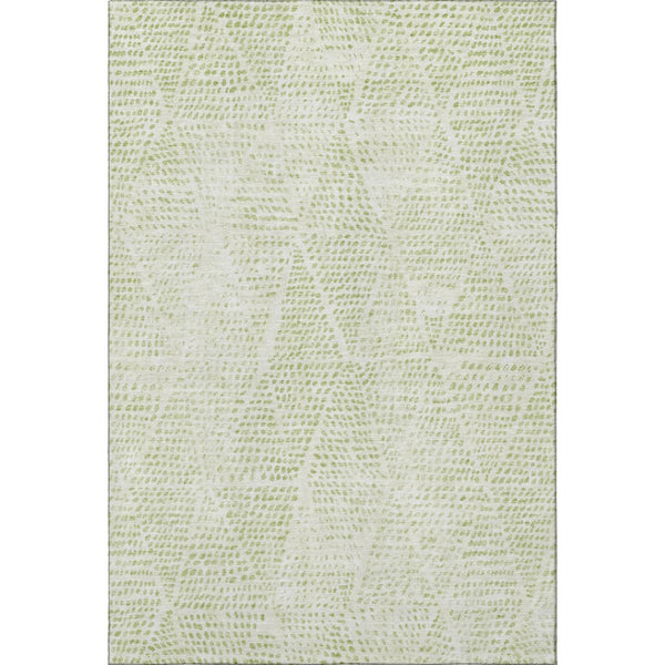 HomeRoots 5' Artichoke Green & Ivory Diamond Washable Area Rug – UV Protected, Durable & Easy-Clean Design! 650544