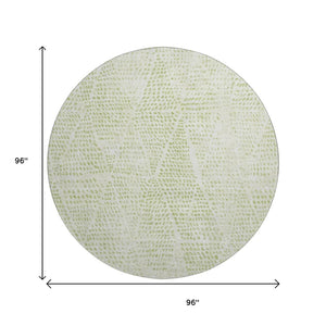 HomeRoots 8' Artichoke Green & Ivory Diamond Washable Round Rug - Durable, Stain-Resistant, UV Protected Style! 650545