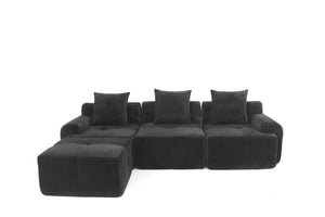 English Elm Sectional Cloud Sofa with Fuzzy Foam Cushions Deep Sink Comfort for Living Rooms W5385P446001