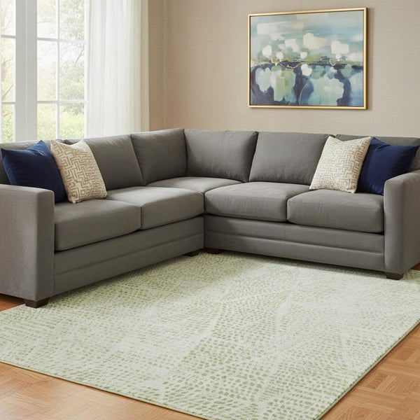HomeRoots 8' X 10' Artichoke Green & Ivory Diamond Area Rug - Durable, Washable, UV-Protected for High-Traffic Areas 650546