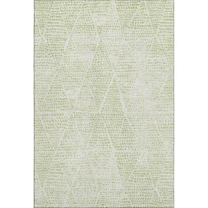 HomeRoots 8' X 10' Artichoke Green & Ivory Diamond Area Rug - Durable, Washable, UV-Protected for High-Traffic Areas 650546