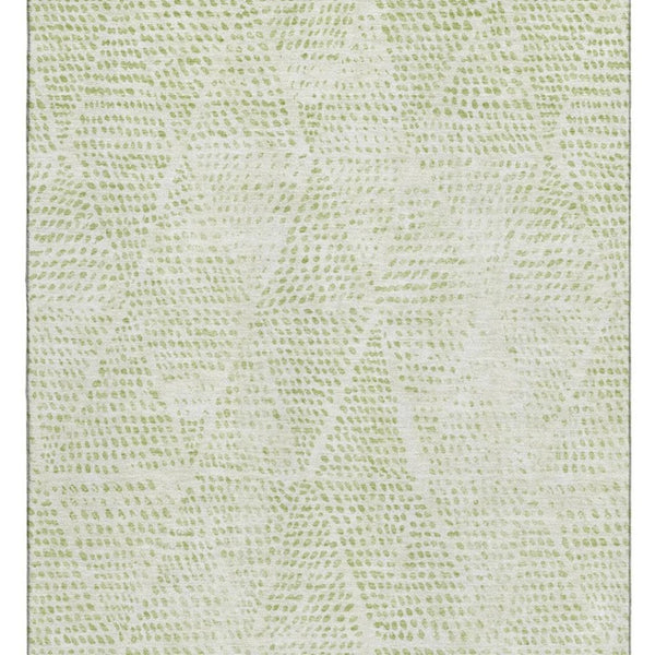 HomeRoots 8' X 10' Artichoke Green & Ivory Diamond Area Rug - Durable, Washable, UV-Protected for High-Traffic Areas 650546