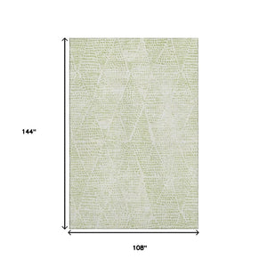 HomeRoots 9' X 12' Artichoke Green & Ivory Diamond Area Rug - Washable, UV Protected, Stylish & Durable Design 650547