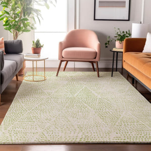 HomeRoots 10' Artichoke Green & Ivory Diamond Washable Area Rug - UV Protected, Durable for Homes & Outdoors 650548
