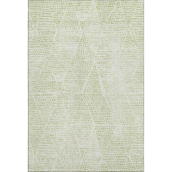 HomeRoots 10' Artichoke Green & Ivory Diamond Washable Area Rug - UV Protected, Durable for Homes & Outdoors 650548