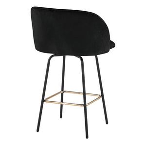 English Elm Fixed-height Swivel Counterstools Velvet Seat Gold Footrest Glam Kitchen Island Set Black B202S01827