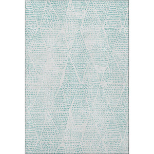 HomeRoots 5' X 8' Aqua & Ivory Diamond Area Rug - Washable, UV-Protected, Durable Design for Any Room Style 650550