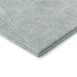 HomeRoots 9' X 12' Aqua and Ivory Diamond Area Rug - Washable, UV Protected, Durable for Busy Homes & Decor 650553