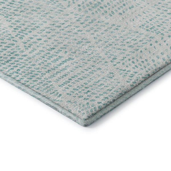 HomeRoots 9' X 12' Aqua and Ivory Diamond Area Rug - Washable, UV Protected, Durable for Busy Homes & Decor 650553