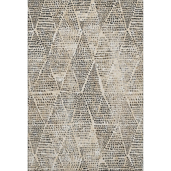 HomeRoots 5' X 8' Beige and Ivory Diamond Area Rug – Washable, Stain Resistant, UV Protected for Active Homes 650556