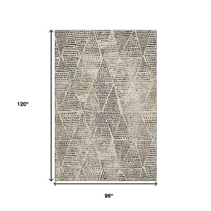 HomeRoots 8' X 10' Beige and Ivory Diamond Area Rug - Washable, UV-Protected, Perfect for High-Traffic Spaces! 650558