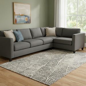 HomeRoots 8' X 10' Beige and Ivory Diamond Area Rug - Washable, UV-Protected, Perfect for High-Traffic Spaces! 650558