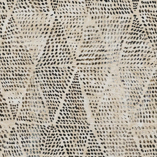 HomeRoots 9' X 12' Beige and Ivory Diamond Area Rug - Washable, Stain Resistant, UV Protected for Busy Homes 650559