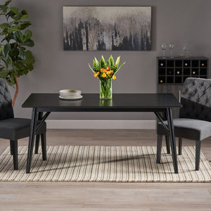 English Elm Dining Table for Six with Clean Minimalist Lines Ideal for Modern and Scandinavian Spaces 65056.00BLK