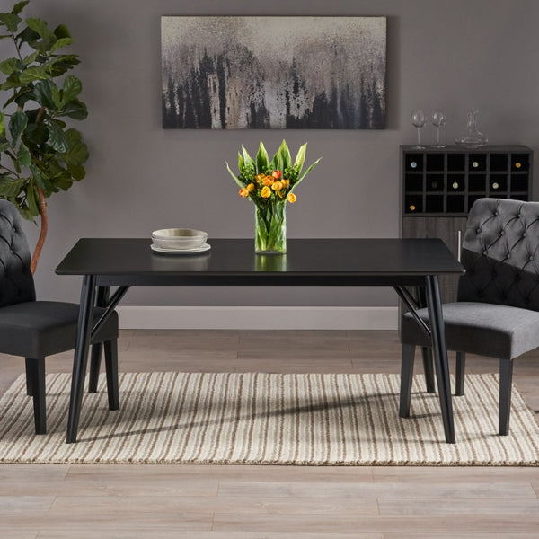 English Elm Dining Table for Six with Clean Minimalist Lines Ideal for Modern and Scandinavian Spaces 65056.00BLK