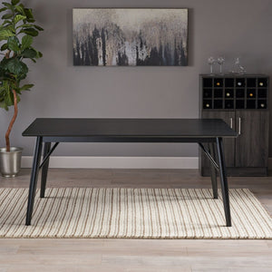 English Elm Dining Table for Six with Clean Minimalist Lines Ideal for Modern and Scandinavian Spaces 65056.00BLK