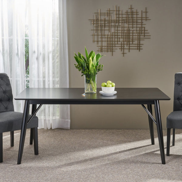 English Elm Dining Table for Six with Clean Minimalist Lines Ideal for Modern and Scandinavian Spaces 65056.00BLK