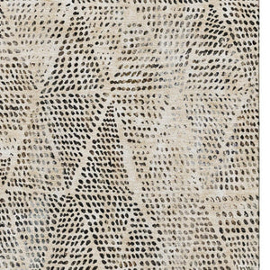 HomeRoots 10' X 14' Beige and Ivory Diamond Area Rug - Durable, Stain-Resistant, UV-Protected for Modern Spaces 650560