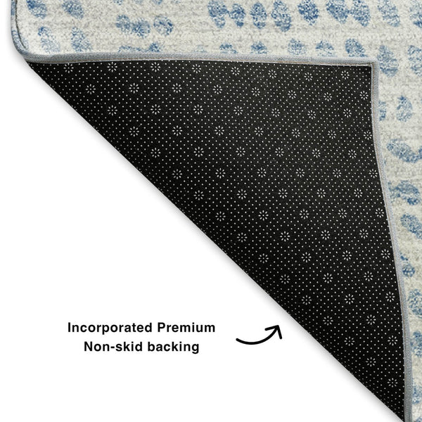 HomeRoots 5' X 8' Denim Blue & Ivory Diamond Area Rug - Washable, UV Protected, Stain Resistant & Stylish 650562