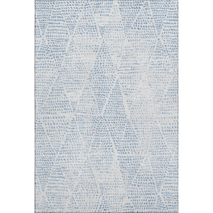 HomeRoots 8' X 10' Denim Blue And Ivory Diamond Area Rug – Durable, Stylish, Stain-Resistant with UV Defense! 650564