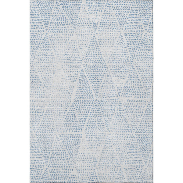 HomeRoots 8' X 10' Denim Blue And Ivory Diamond Area Rug – Durable, Stylish, Stain-Resistant with UV Defense! 650564