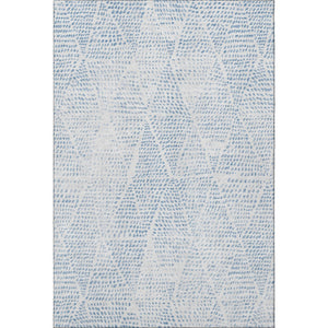 HomeRoots 9' X 12' Denim Blue and Ivory Diamond Area Rug - Stain-Resistant, UV Protected, Durable Design 650565