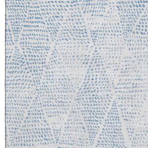 HomeRoots 10' Durable Denim Blue & Ivory Diamond Washable Area Rug with UV Protection for High-Traffic Rooms 650566