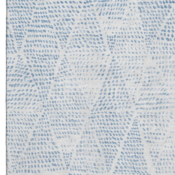 HomeRoots 10' Durable Denim Blue & Ivory Diamond Washable Area Rug with UV Protection for High-Traffic Rooms 650566
