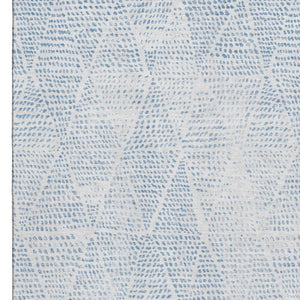 HomeRoots 10' Durable Denim Blue & Ivory Diamond Washable Area Rug with UV Protection for High-Traffic Rooms 650566
