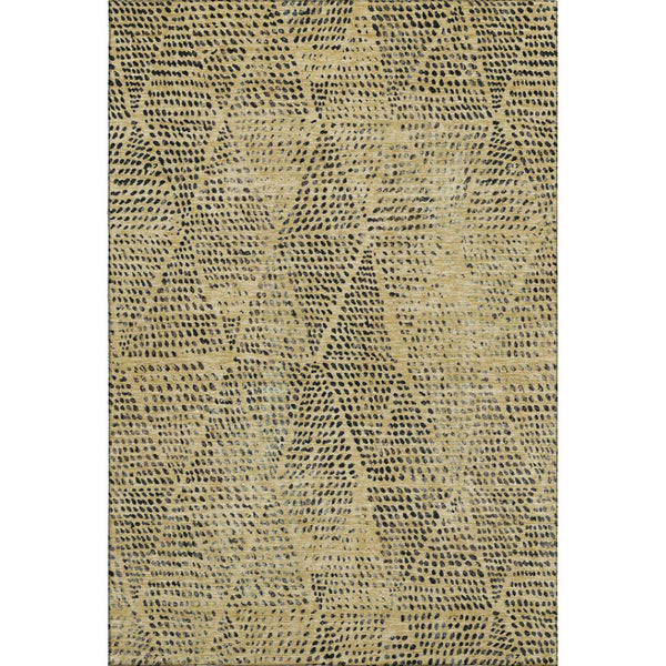HomeRoots 5' X 8' Gold & Charcoal Diamond Area Rug - Washable, UV Protected, Stain Resistant for Busy Homes 650568