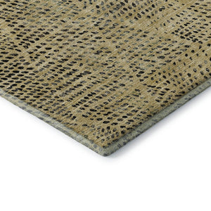 HomeRoots 5' X 8' Gold & Charcoal Diamond Area Rug - Washable, UV Protected, Stain Resistant for Busy Homes 650568