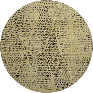 HomeRoots 8' Gold and Charcoal Diamond Washable Round Rug - Durable, UV-Protected for Indoor or Outdoor Use! 650569