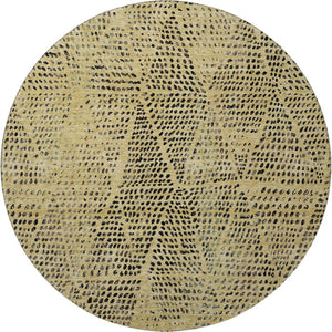 HomeRoots 8' Gold and Charcoal Diamond Washable Round Rug - Durable, UV-Protected for Indoor or Outdoor Use! 650569