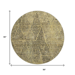 HomeRoots 8' Gold and Charcoal Diamond Washable Round Rug - Durable, UV-Protected for Indoor or Outdoor Use! 650569