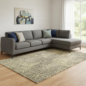 HomeRoots 9' X 12' Gold & Charcoal Diamond Area Rug - Washable, UV-Protected, Durable for Busy Homes & Pets 650571