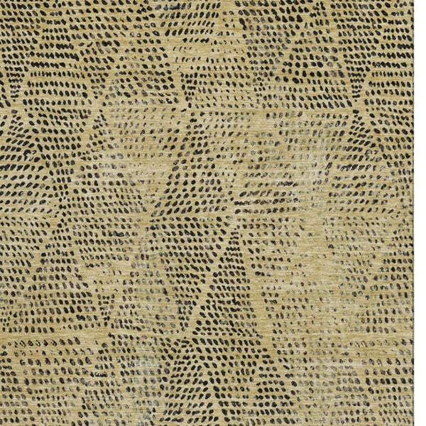 HomeRoots 9' X 12' Gold & Charcoal Diamond Area Rug - Washable, UV-Protected, Durable for Busy Homes & Pets 650571